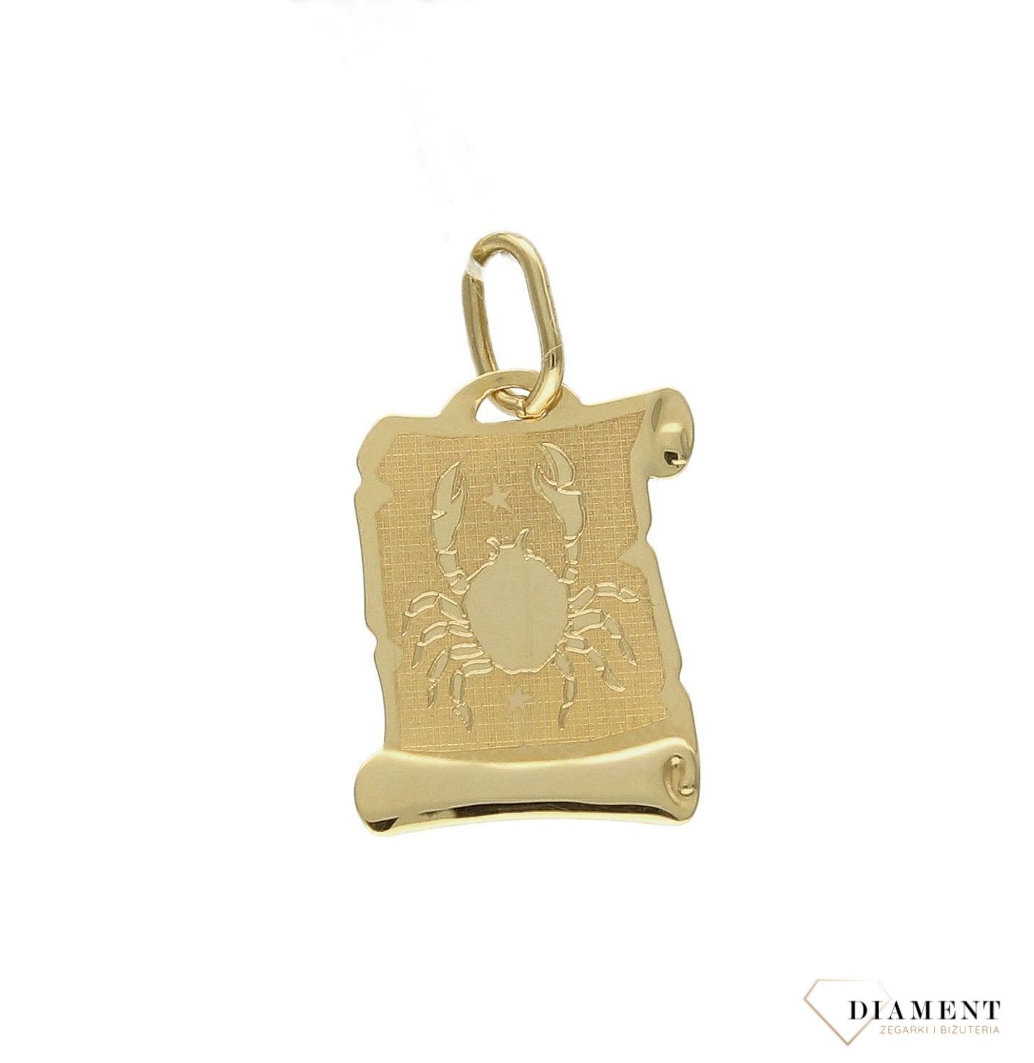 Złota zawieszka 585 znak zodiaku Rak ZA 3054I.  Zawieszka została wykonana ze złota próby 585.Zawieszka będzie pięknym prezentem dla bliskiej osoby spod znaku raka. W naszej ofercie dostępne są także naszyjniki i zawieszki z s.jpg